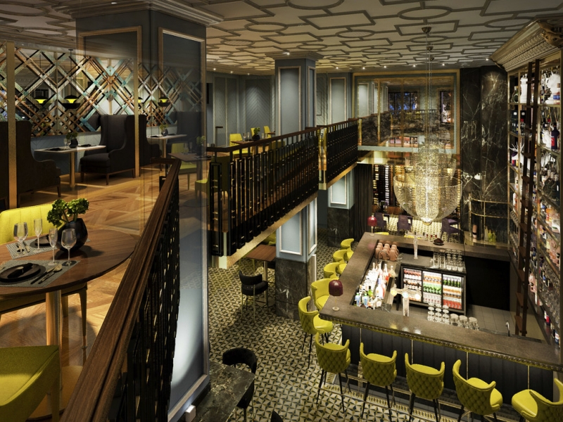 開放的な「angelina」でカクテルを