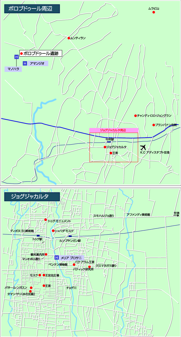 ボロブドゥール・ジョグジャカルタ地図